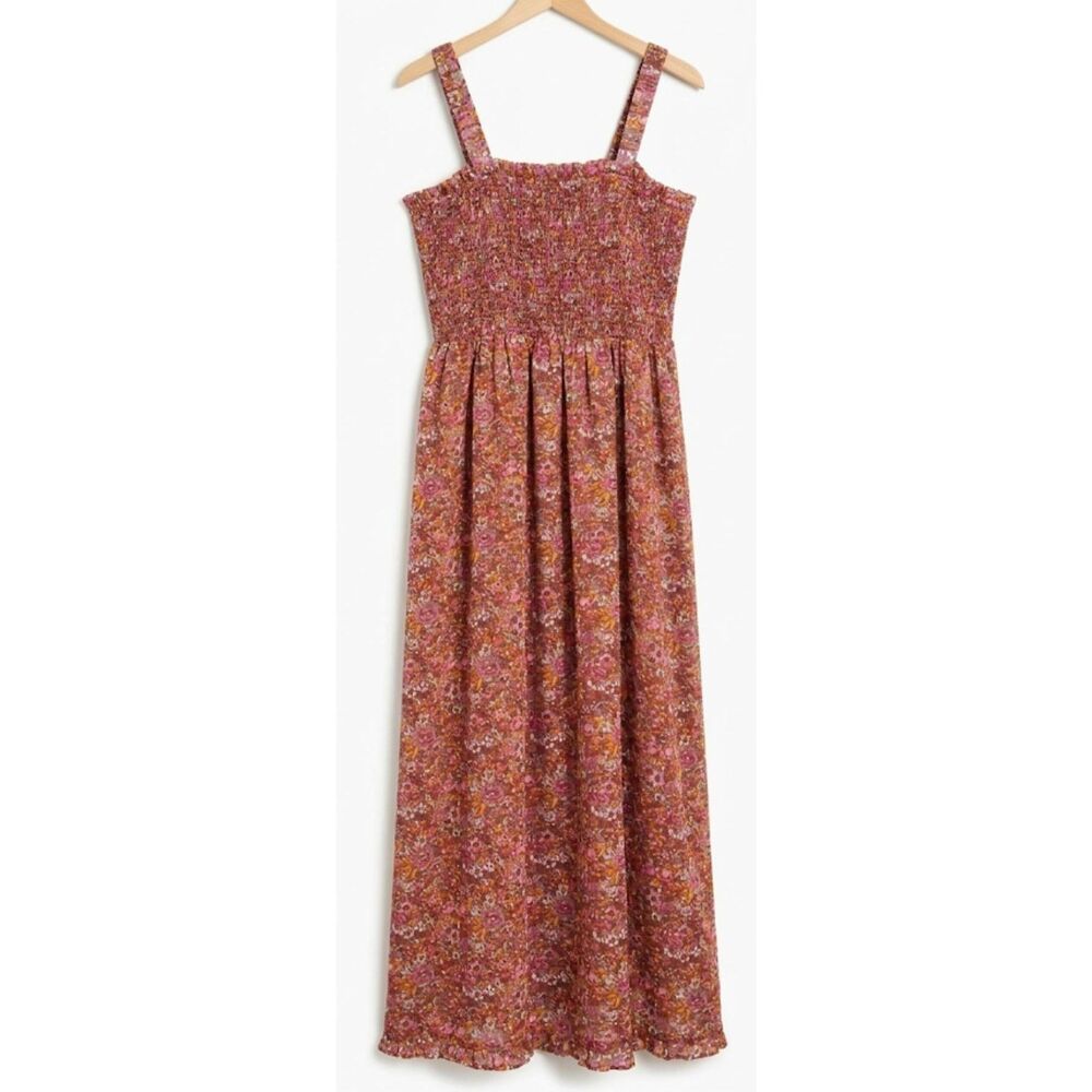 The drop women 2xl long maxi dress smocked square neck pink floral empire waist